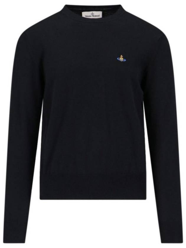 ORB Embroidered Crew Neck Knit Top Black - VIVIENNE WESTWOOD - BALAAN 2