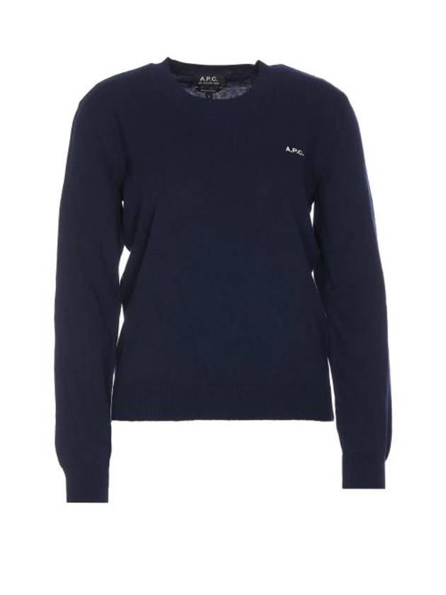 Embroidered Logo Knit Top Navy - A.P.C. - BALAAN 2