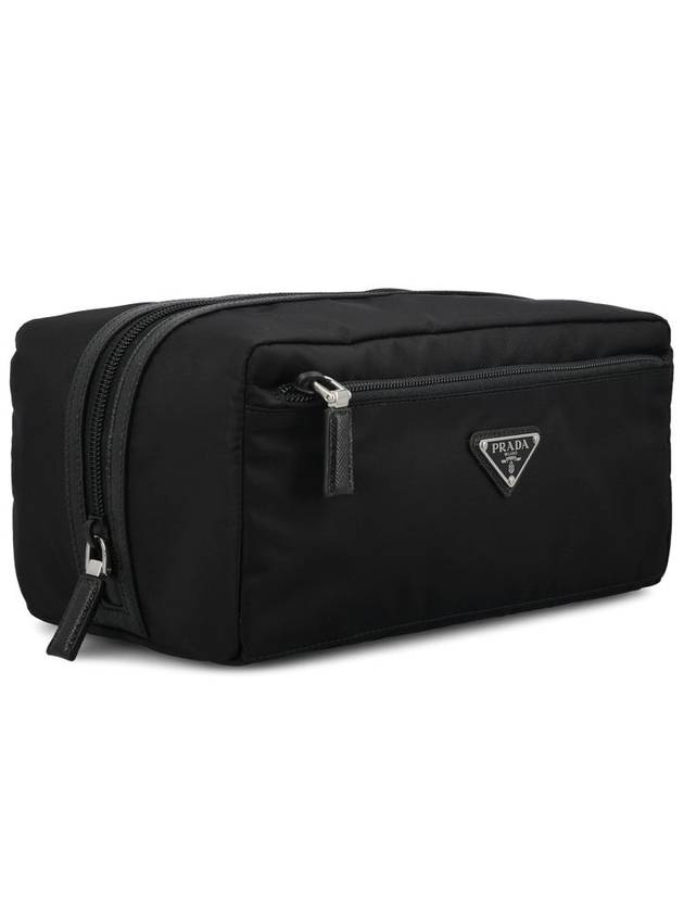 Triangle Logo Cosmetic Pouch Bag Black - PRADA - BALAAN 4