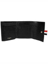 RWB Stripe Pebble Leather Tri-fold Half Wallet Black - THOM BROWNE - BALAAN 4