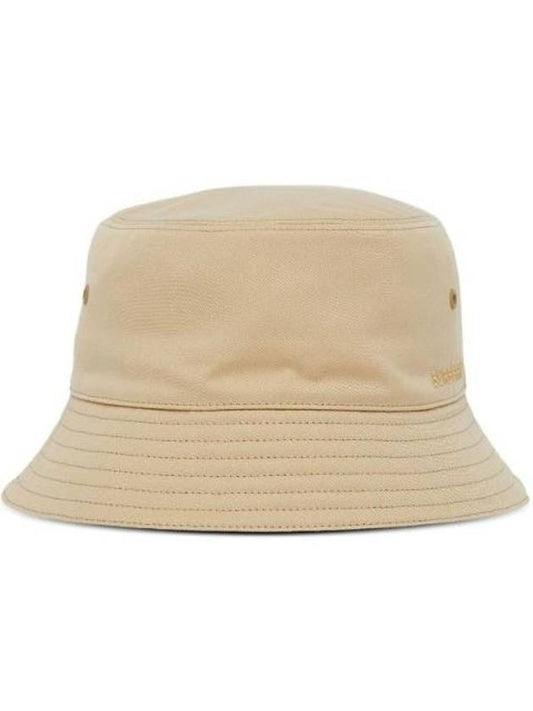 Embroidered Logo Cotton Gabardine Bucket Hat Honey - BURBERRY - BALAAN.