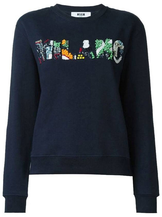 Same day New sequin Milano logo sweatshirt navy 2041MDM81 164298 89 - MSGM - BALAAN 1