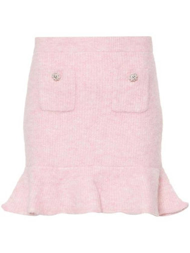 Women's Fluffy Rib Knit A-Line Skirt Pink - SELF PORTRAIT - BALAAN 1