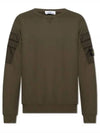 Men's Wappen Patch Cargo Pocket Sweatshirt Olive - STONE ISLAND - BALAAN 2