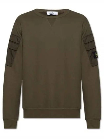 Men's Wappen Patch Cargo Pocket Sweatshirt Olive - STONE ISLAND - BALAAN 2