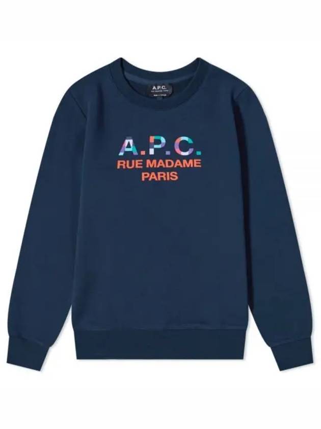 Women's Color Block Logo Sweat Sweatshirt Navy - A.P.C. - BALAAN 2