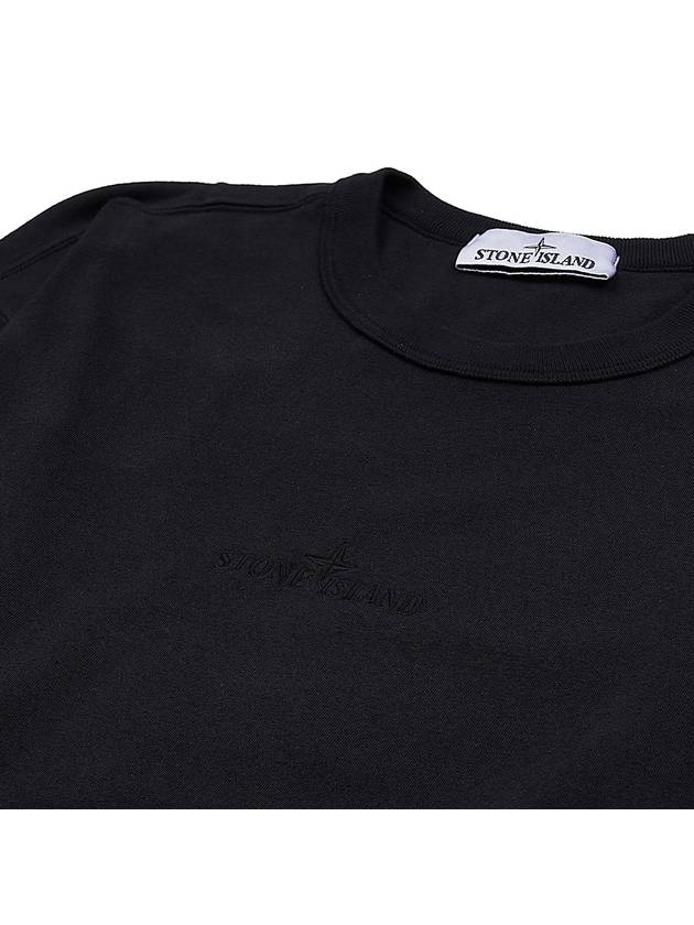 Garment Dyed Embroidered Logo Short Sleeve T-Shirt Black - STONE ISLAND - BALAAN 4