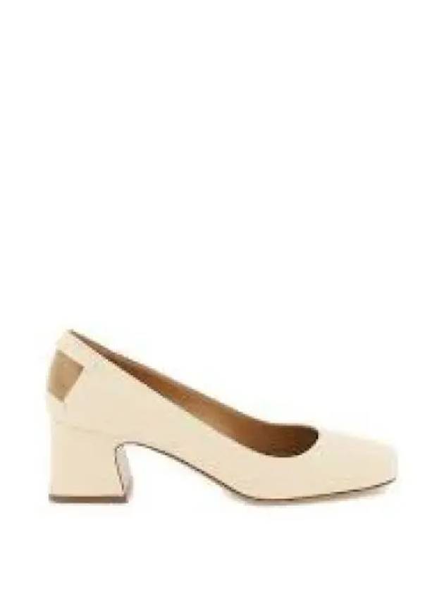 Stitched Leather Square Toe Pumps White - MAISON MARGIELA - BALAAN 2