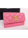 Gold Hardware CC Logo Calfskin Flap Half Wallet Pink - CHANEL - BALAAN 4