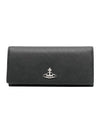 Silver Logo Saffiano Long Wallet Black - VIVIENNE WESTWOOD - BALAAN 1