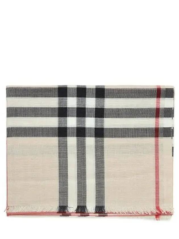 Check Wool Silk Blend Scarf Beige - BURBERRY - BALAAN 2