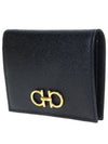 Gancini Compact Half Wallet Black - SALVATORE FERRAGAMO - BALAAN 3