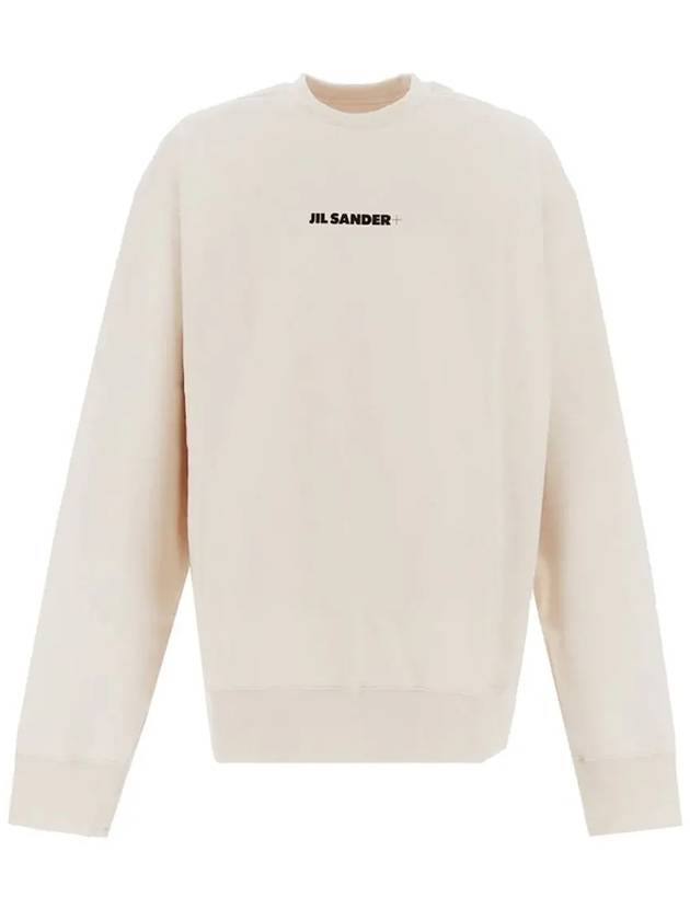 Logo Crew Neck Cotton Sweatshirt Natural - JIL SANDER - BALAAN 3