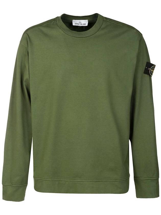 Men's Wappen Patch Crew Neck Sweatshirt Olive - STONE ISLAND - BALAAN 1