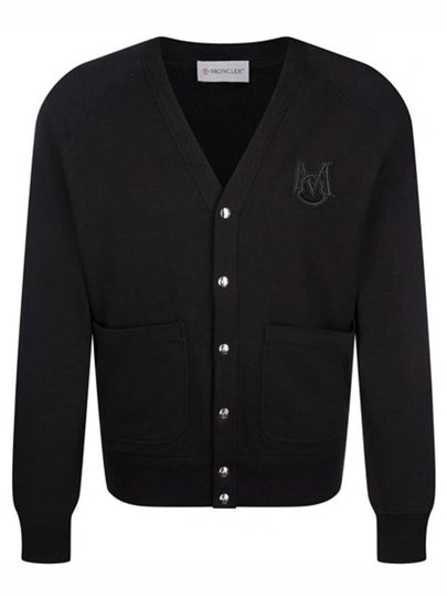 Embroidered Monogram Logo Cardigan Black - MONCLER - BALAAN 2