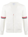 Milano Stitch Sprite Armband Cotton V-neck Cardigan White - THOM BROWNE - BALAAN 1