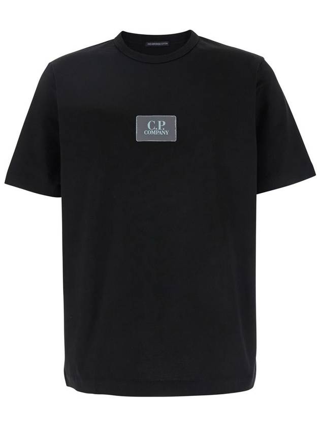 Black T-Shirt With Logo Printed On The Front In Cotton Man - CP COMPANY - BALAAN 1