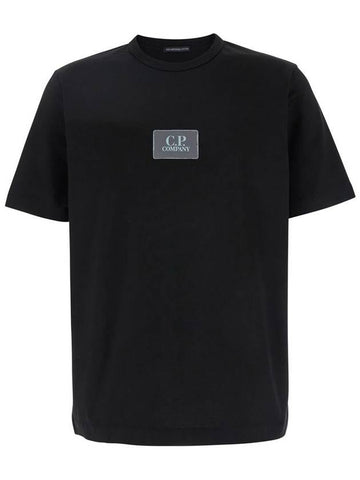 Black T-Shirt With Logo Printed On The Front In Cotton Man - CP COMPANY - BALAAN 1