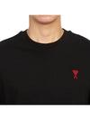 Chain Stitch Heart Logo Long Sleeve T-Shirt Black - AMI - BALAAN 7