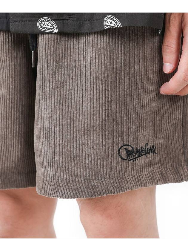 Corduroy Logo Shorts Charcoal - ARCANE FUNK - BALAAN 5