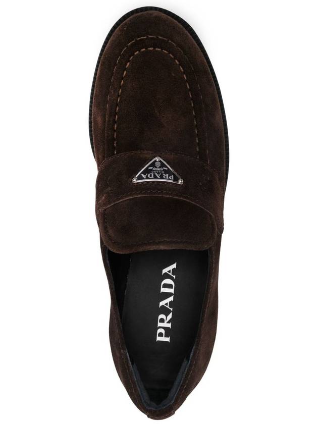 enamel triangle-logo suede loafers - PRADA - BALAAN 4