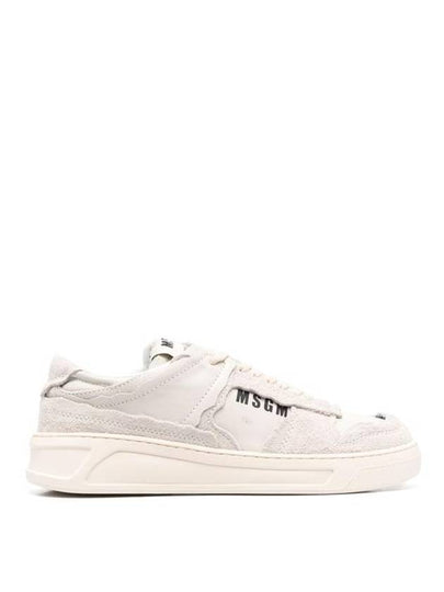 Logo Print Leather Low-Top Sneakers White - MSGM - BALAAN 2