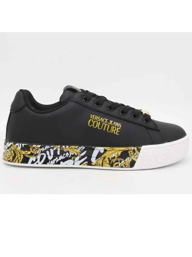 Logo Brush Couture Court 88 Low Top Sneakers Black - VERSACE - BALAAN 2