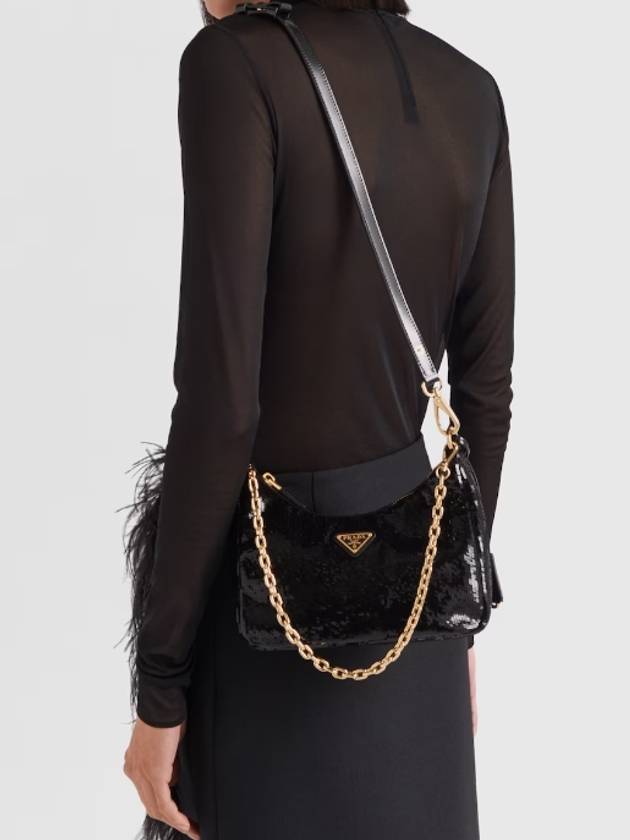 Re-Edition Re-Nylon and Sequin Mini Bag Black - PRADA - BALAAN 8