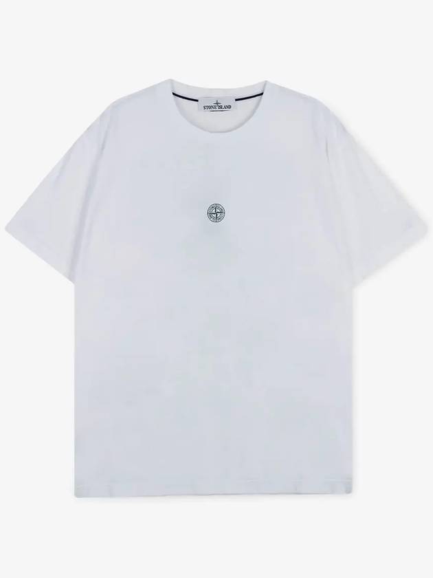 Garment Dyed Lettering One Print Cotton Jersey Short Sleeve T-Shirt White - STONE ISLAND - BALAAN 3