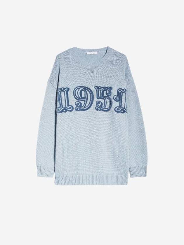 Logo Wool Knit Top Light Blue - MAX MARA - BALAAN 2