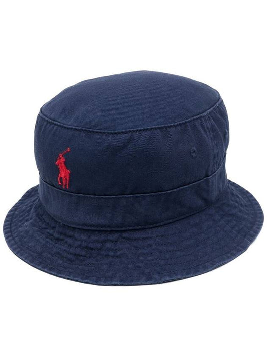 embroidered pony bucket hat navy - POLO RALPH LAUREN - BALAAN 1