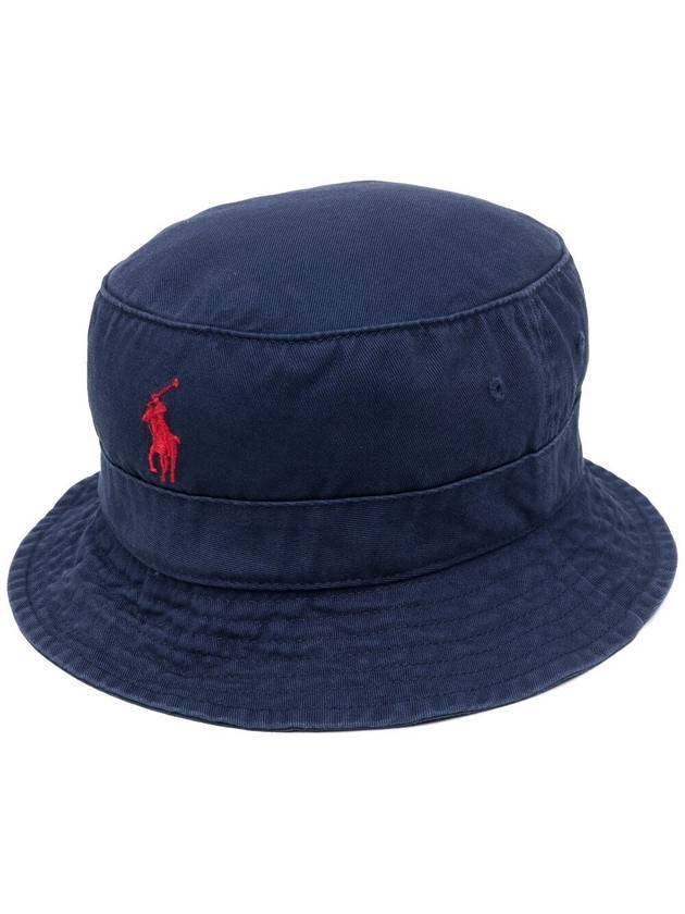 Embroidered Pony Bucket Hat Navy - POLO RALPH LAUREN - BALAAN 1