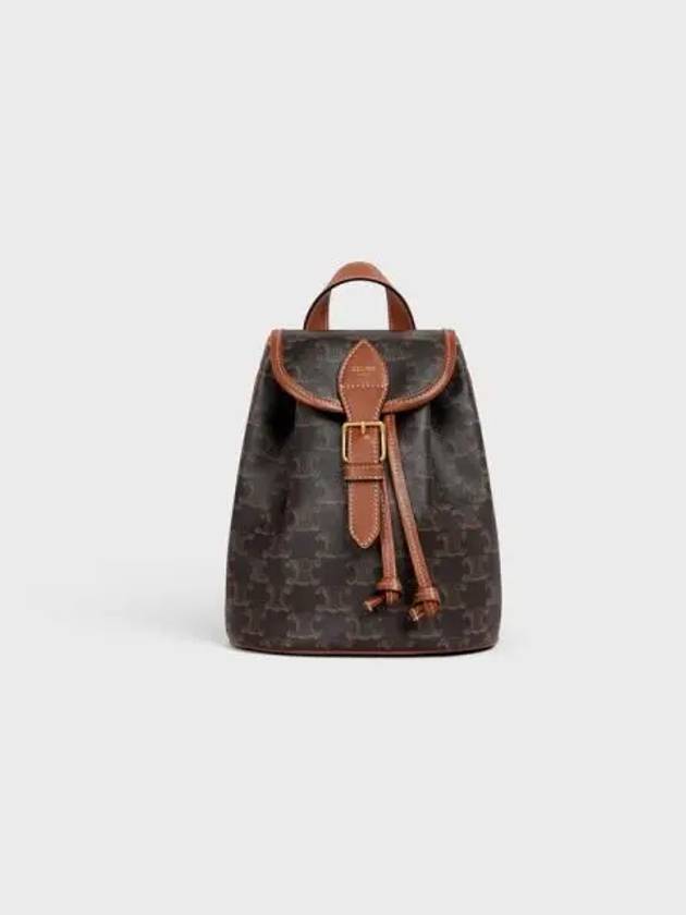 Mini Backpack Folco In Triomphe Canvas And Calfskin Tan - CELINE - BALAAN 2