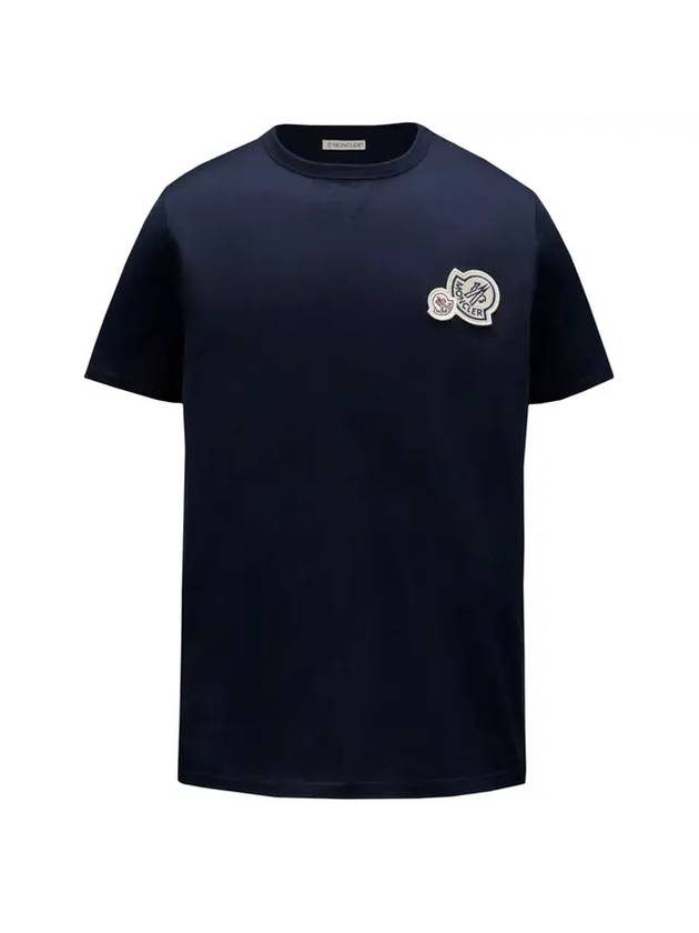 Double Logo Patch Short Sleeve T-shirt Navy - MONCLER - BALAAN 1