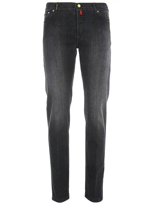 Men's Cotton Straight Jeans Black - KITON - BALAAN 1