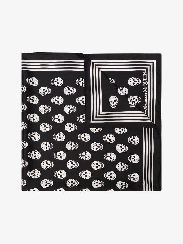 Skull Print Silk Scarf Black - ALEXANDER MCQUEEN - BALAAN 9