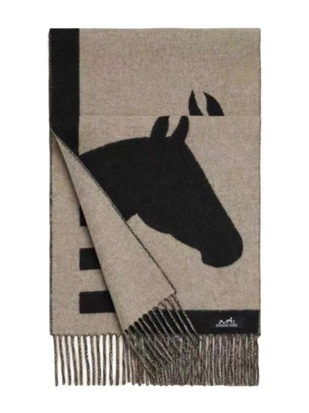 Casaque Love Story Cashmere Muffler Black Beige - HERMES - BALAAN 2