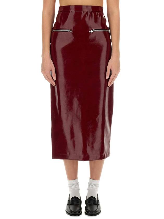 Patent leather midi H line skirt red - MSGM - BALAAN 3