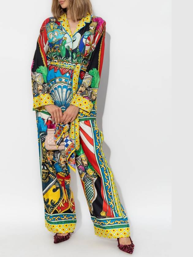 Dolce & Gabbana Silk Trousers With Carretto Pattern, Women's, Multicolour - DOLCE&GABBANA - BALAAN 2