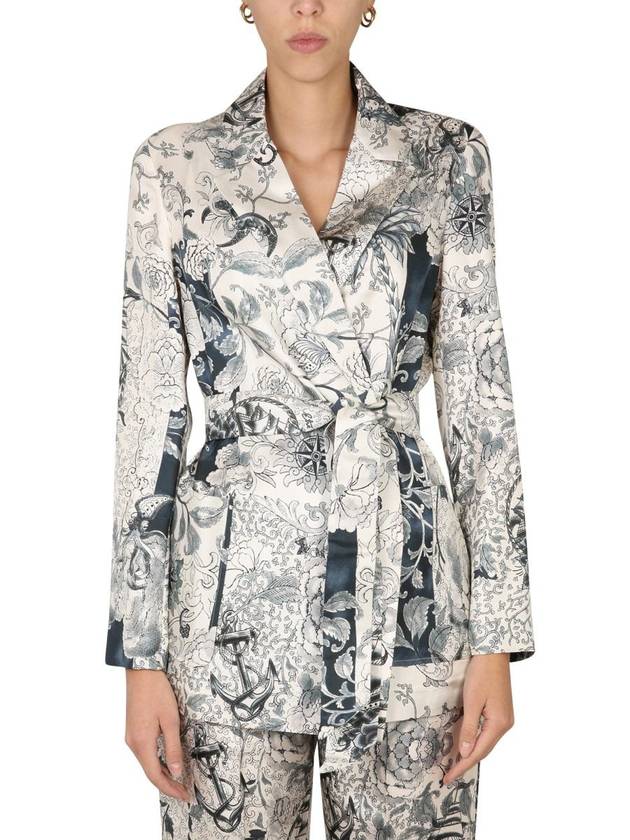 Women's Kimono Jacket Navy Ivory - ETRO - BALAAN 2