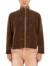 Shrunken Fullzip Polo Scoobie Stripe Velour Knit Top Brown - OUR LEGACY - BALAAN 1