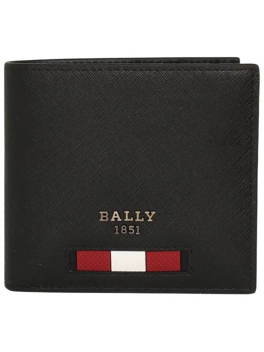 Baby Brasai Leather Half Wallet Black - BALLY - BALAAN.