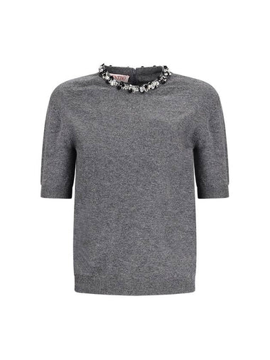 SHORT-SLEEVED SWEATER WITH JEWELS - VALENTINO - BALAAN 1