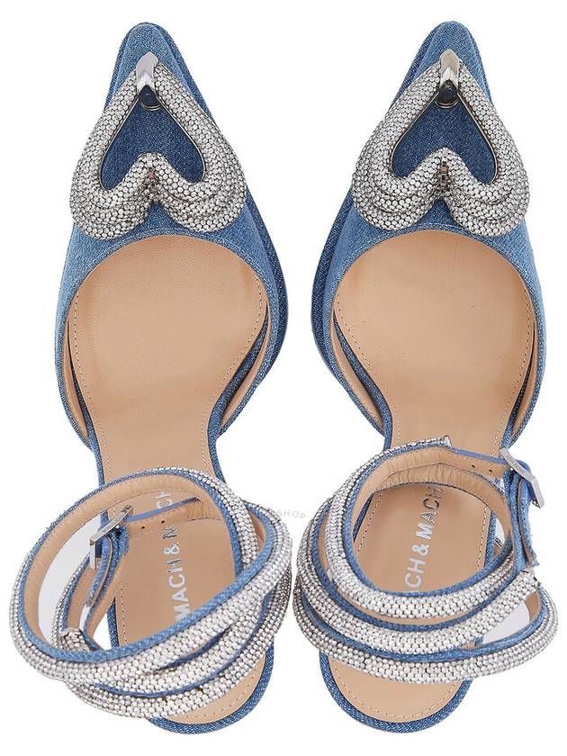 Mach & Mach Denim Blue Crystal Triple Heart Platform Pumps, Brand Size 36 ( US Size 6 ) - MACH & MACH - BALAAN 3