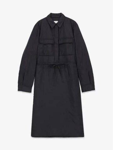 Women's Collar Belt Midi Dress Navy - JIL SANDER - BALAAN 1