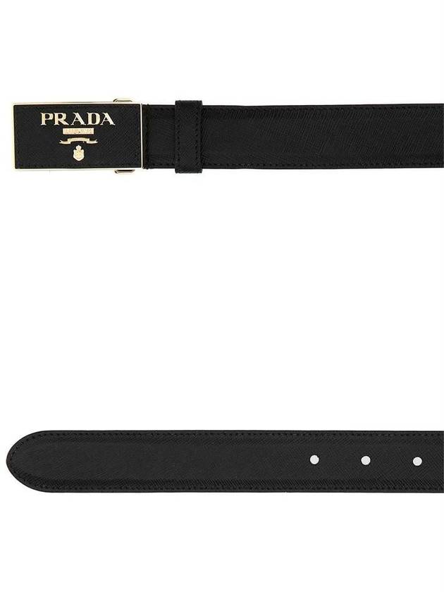 Square Logo Buckle Leather Belt Black - PRADA - BALAAN 3