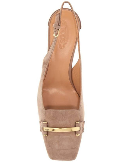 cappuccino goat leather pumps with metal bar - TOD'S - BALAAN 2