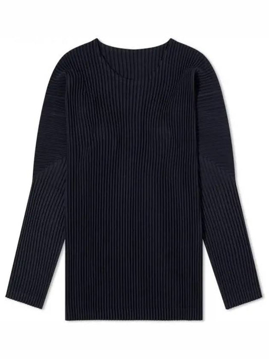 Pleated Long Sleeve T-Shirt Navy - ISSEY MIYAKE - BALAAN 1