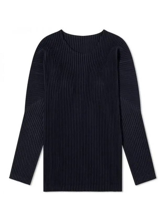 Homme Pliss? Pleated Long Sleeve T-Shirt Navy HP46JK421 75HP46JK421 75 - ISSEY MIYAKE - BALAAN 1