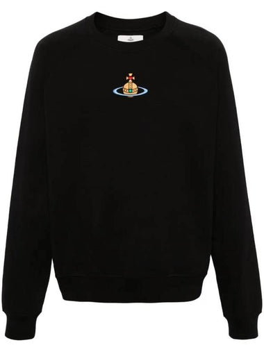 Embroidered Logo Cotton Sweatshirt Black - VIVIENNE WESTWOOD - BALAAN 1